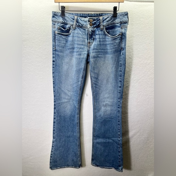 American Eagle Artist Flare Jeans Womens 4 Blue Denim Stretch Y2K pants 2208 - Picture 1 of 10